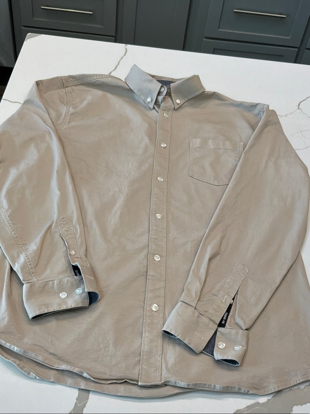Rank 45 Medium Classic Button-Down Men’s Shirt in Taupe Brown Tan Longsleeve